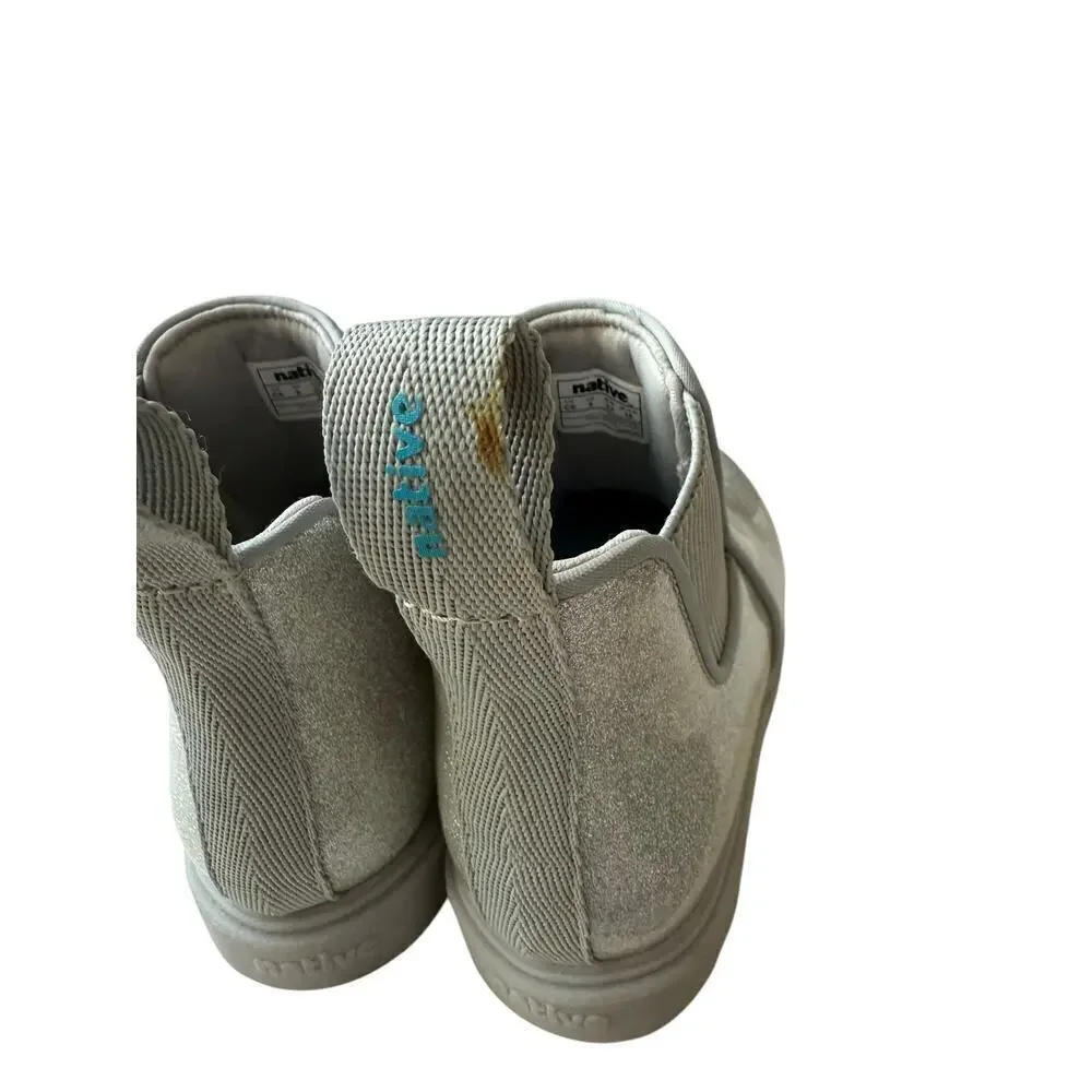 Native Shoes Kids Silver Glitter Kensington Treklite Chelsea Boots Size 6